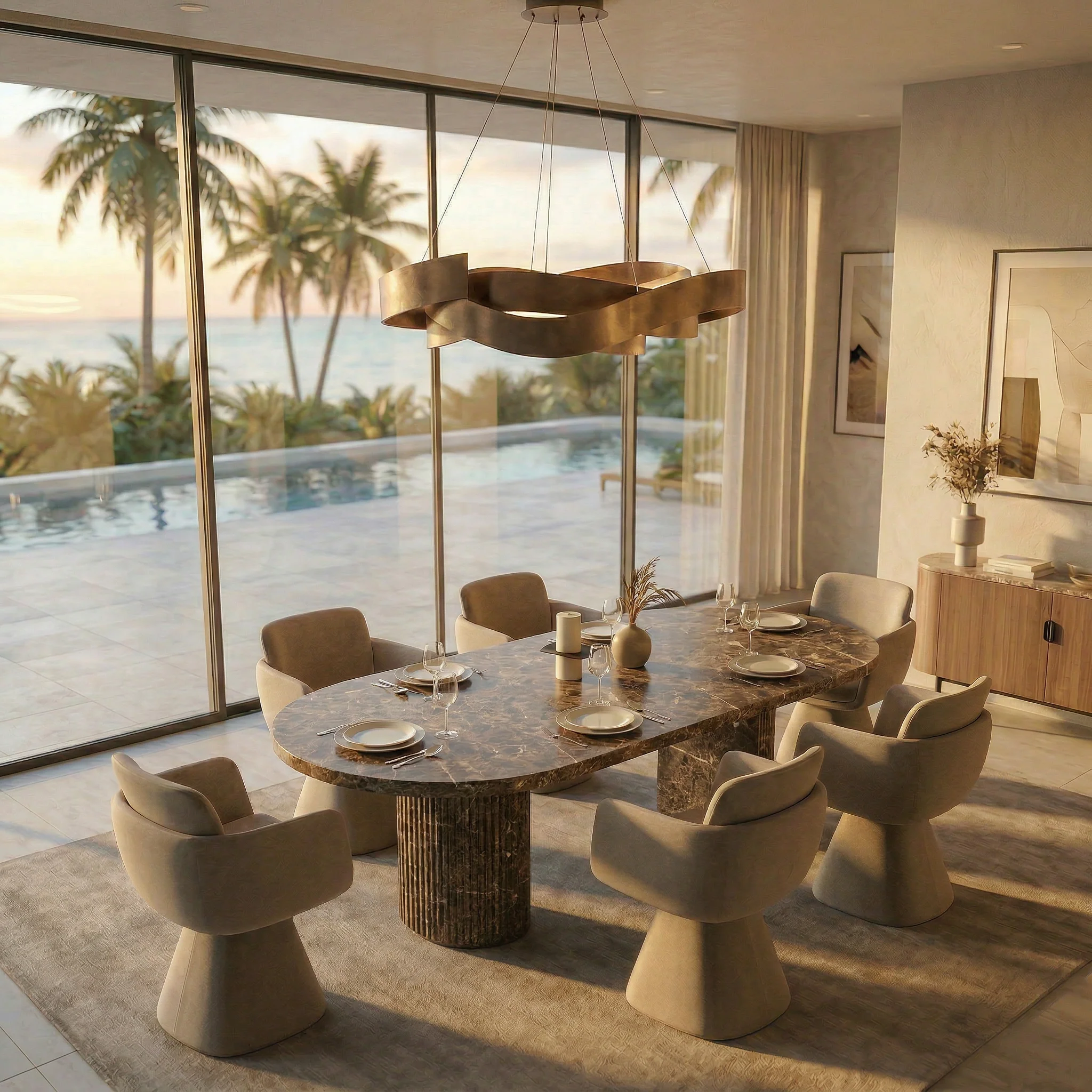 Bloom Dining Table Brown Marble - Image 8