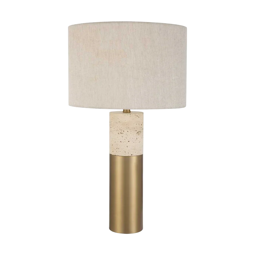 Bravertine Table Lamp Gold & Travertine