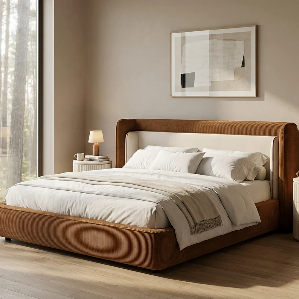 Como Bed Cognac & Off White - Image 2