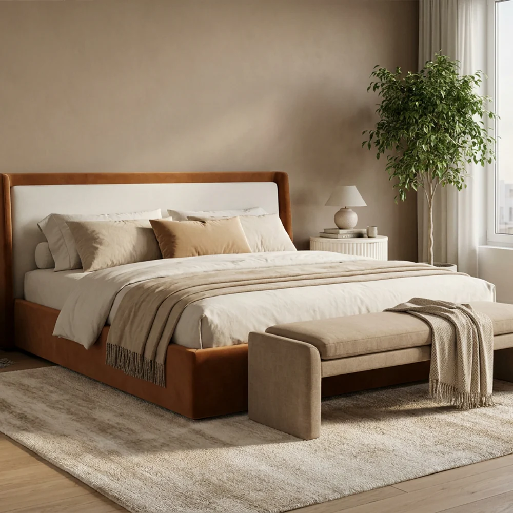 Como Bed Cognac & Off White - Image 8