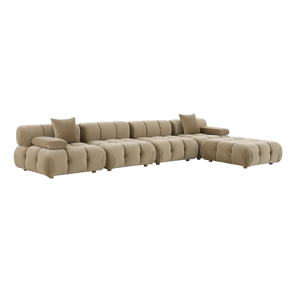 Forma Large Sectional Sofa Camel Velvet - Image 3