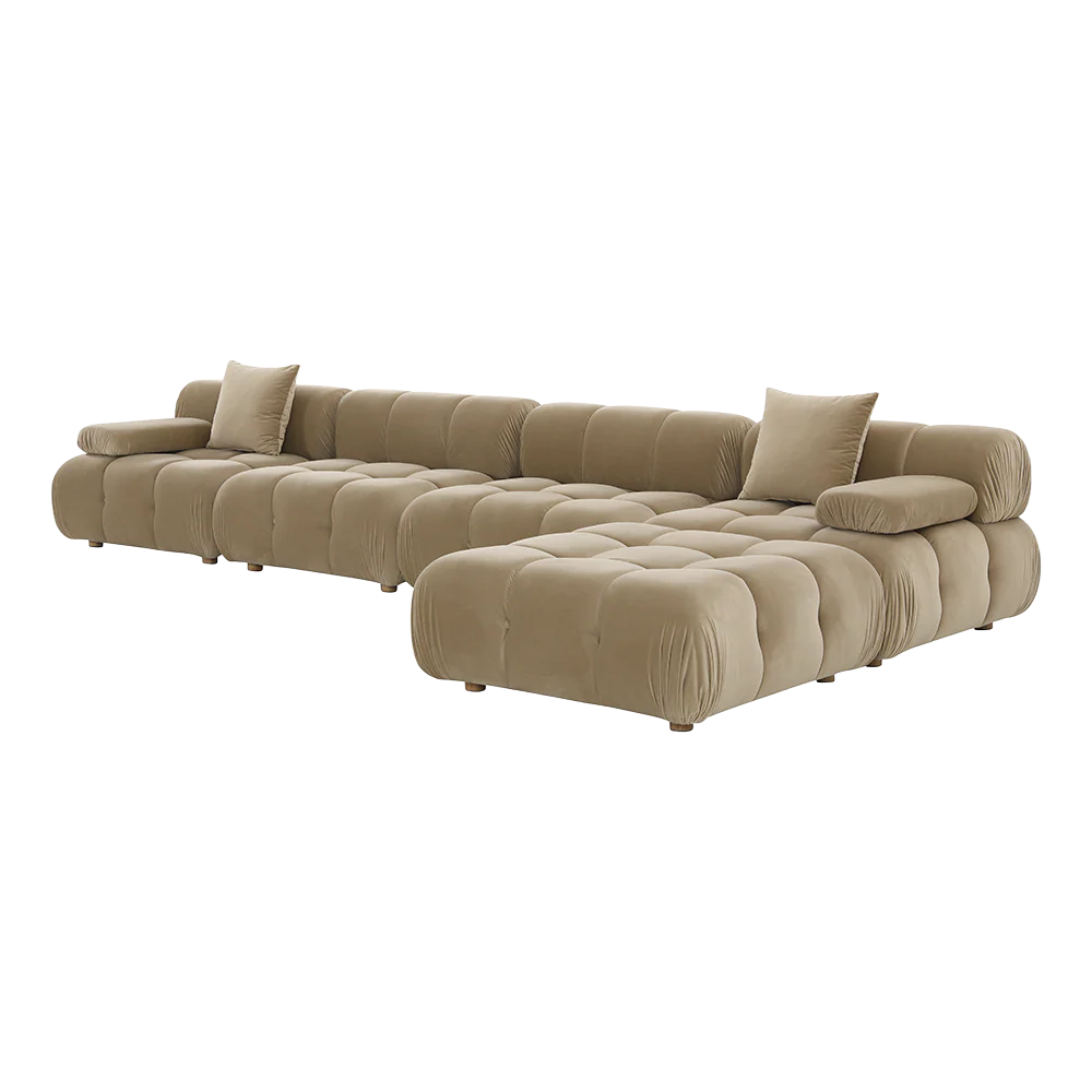 Forma Large Sectional Sofa Camel Velvet - Image 4