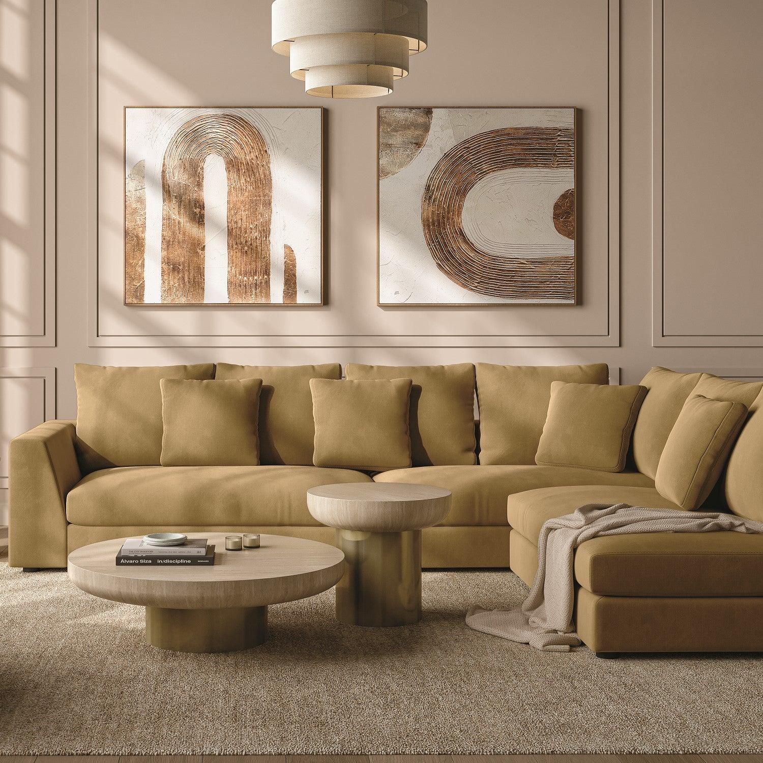 Gianni Sectional Sofa Camel Velvet - Image 5