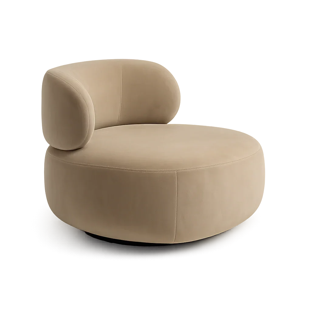 Lilo Swivel Lounge Chair Beige Velvet - Image 3
