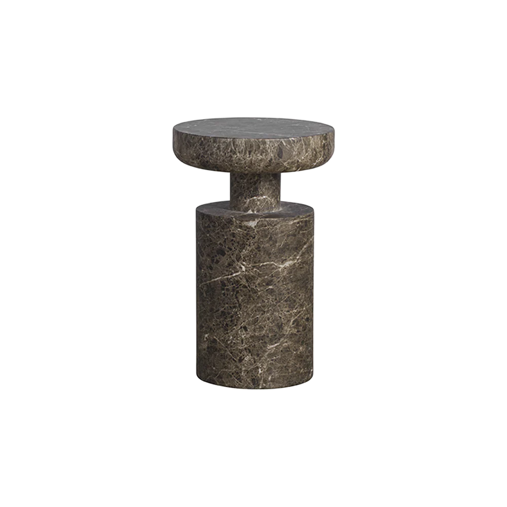 Monaco Round Side Table Brown Marble