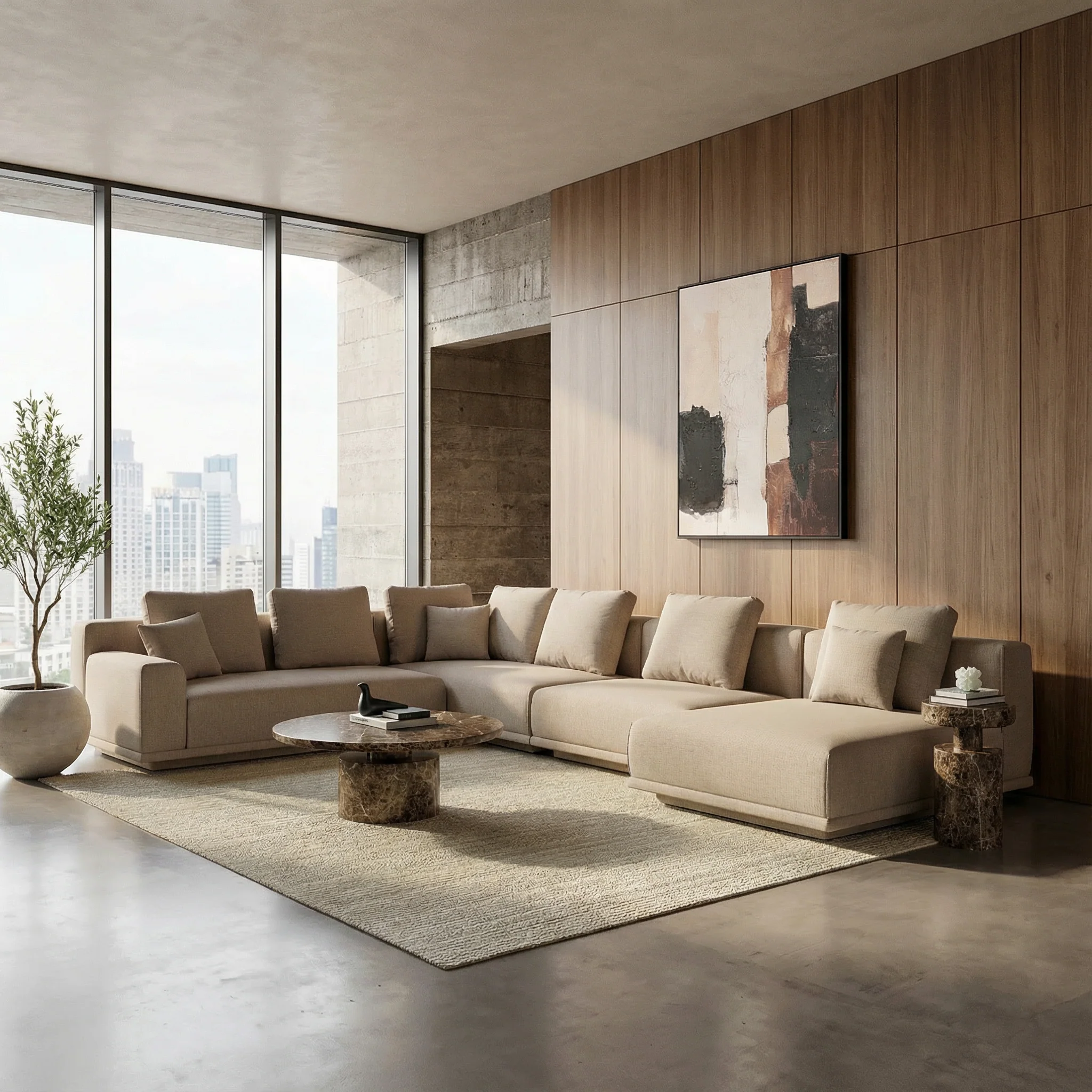 Monaco Round Coffee Table Brown Marble - Image 2