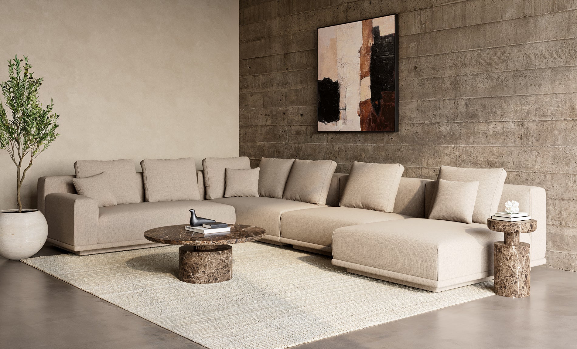 Monaco Round Coffee Table Brown Marble - Image 4