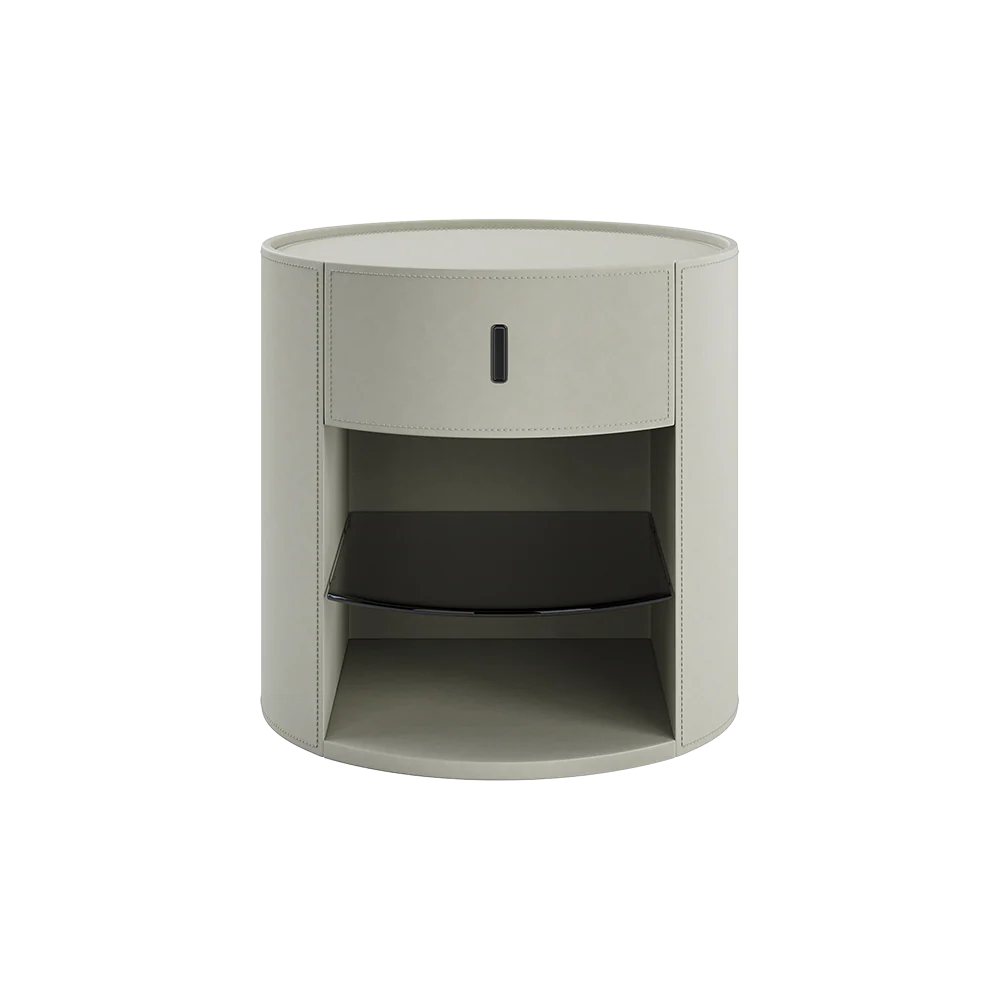 Sable Nightstand Off White Leather